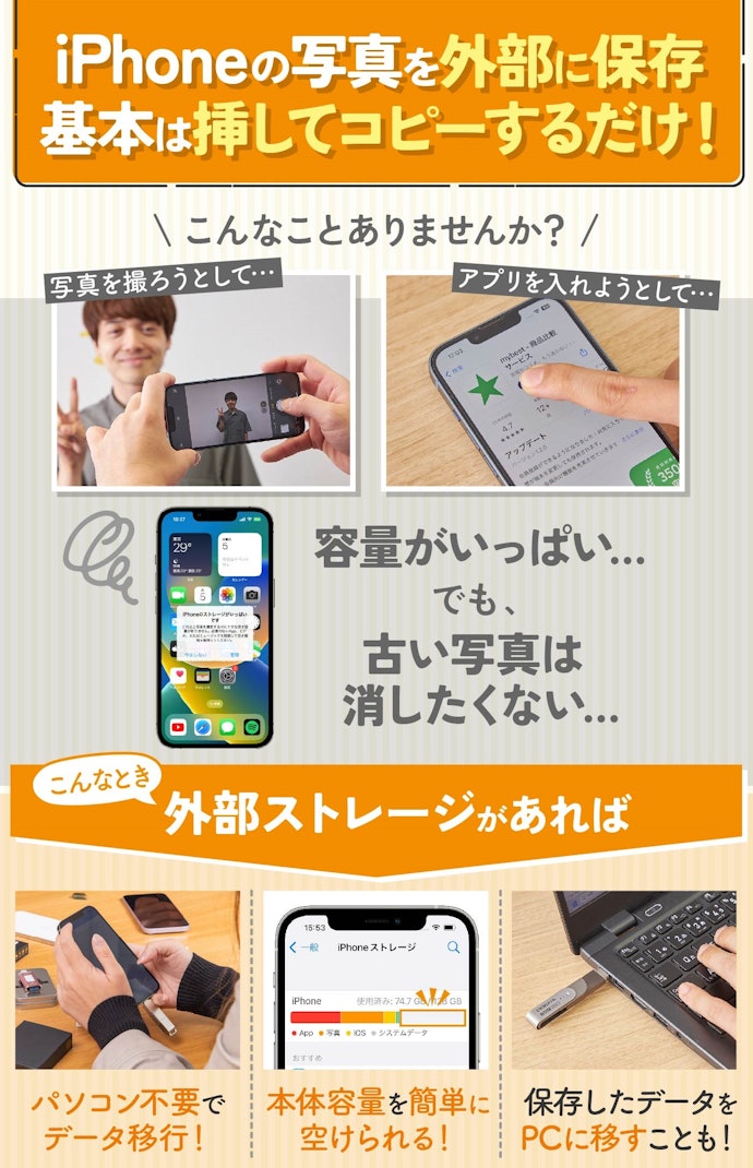 iPhoneの容量が足りなくなりそう…。外部ストレージで解決できる?