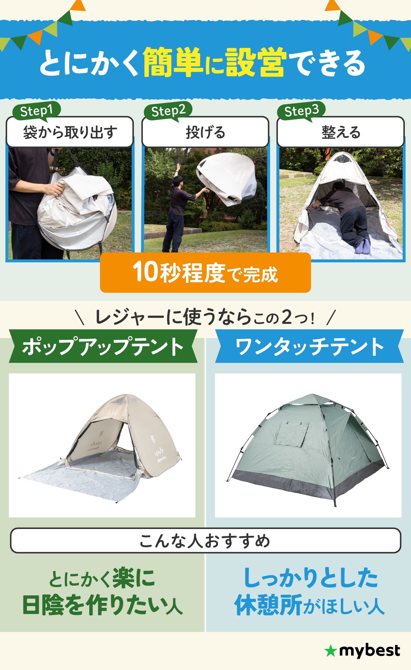 徹底比較】ポップアップテントのおすすめ人気ランキング【たたみやすい