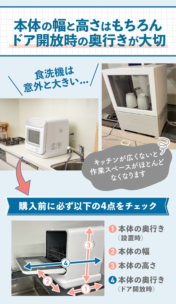 設置には広いキッチンが必要不可欠!購入前に必ず寸法を確認しよう
