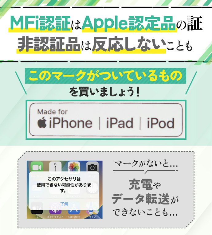 商品ページやパッケージに書いてある「MFi認証」って何?あったほうがいいの?