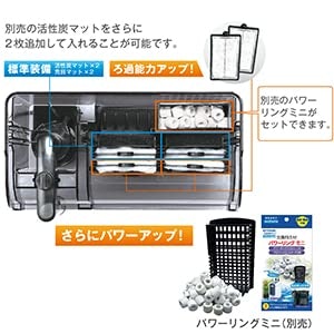 ろ過能力を高めるために、数種類のろ材が入るか確認しよう