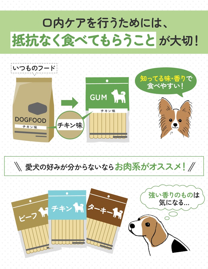 犬の好きな味・香りを選ぶことも大事なポイント