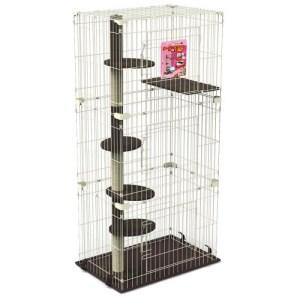 【決まりました】猫ゲージ　キャットタワー付き アイリスオーヤマ 猫用キャットタワー付きケージ ダークグレー