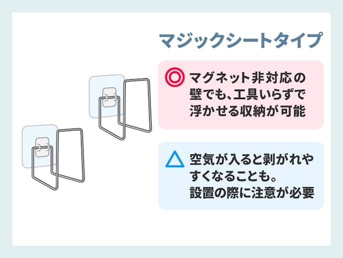 マグネット非対応の壁ならマジックシートフックを