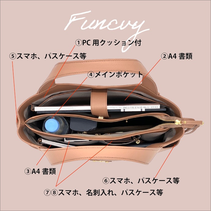 書類・PC・タブレット専用ポケット付きならサッと出し入れできる