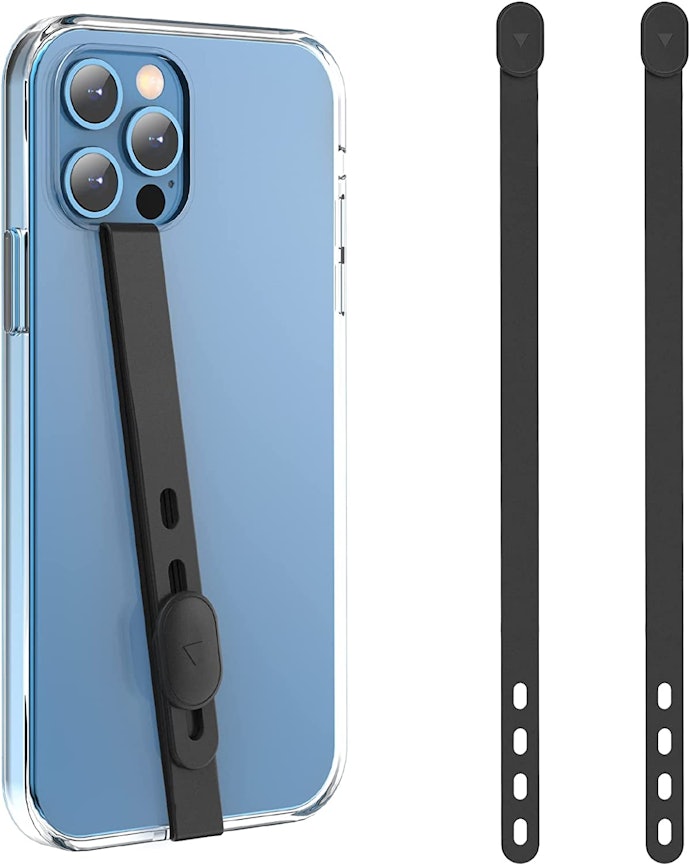 伸びる携帯ストラップ型:スマホやケースに貼り付けたくない人は狙い目