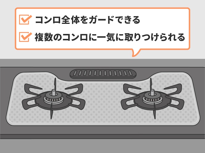 ガス台の表面を広く覆いたいなら、全面ガードタイプも