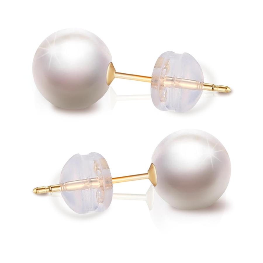 艶々 淡水パール ブルートパーズ バックスタイル フープイヤリング