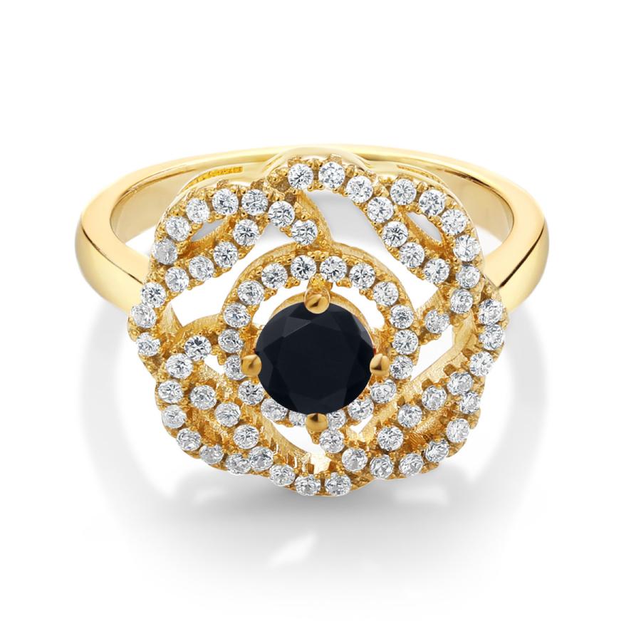 オニキス k18 指輪 リング ダイヤ 9号 0.10カラット 金 アンティーク