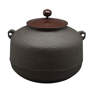 茶道具/風炉釜セット/鉄釜/玉摘み蓋/置炉/五徳・楽印前瓦・敷瓦付/稽古にすぐ使える/茶釜/茶道具/実用/茶の湯/茶室/教室/備品/初心者/E1EW0603 茶道具 風炉＆釜＆五徳セット 3点セット 面取風炉＆阿弥陀堂釜又は芦屋
