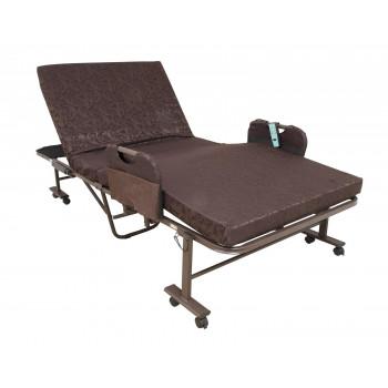 【美品】コンパクト折りたたみベッド キャスター付き ブラウン 美品】コンパクト折りたたみベッド キャスター付き ブラウン