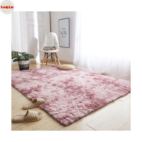 ベージュにくすみピンクと水色 サークルラグ No.620 ピンクの