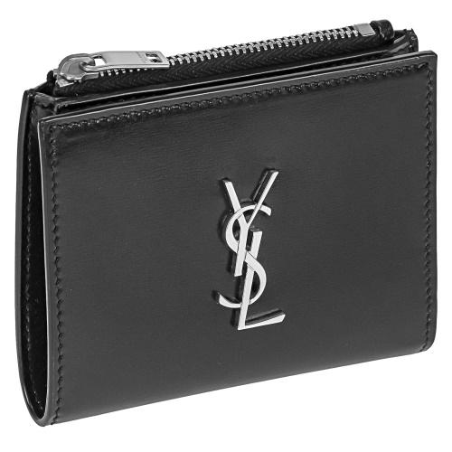 希少✨サンローラン 二つ折り財布 YSL カサンドラ レザー ブラック メンズ SAINT LAURENT サンローラン 二つ折り財布 607727 1JB0E メンズ