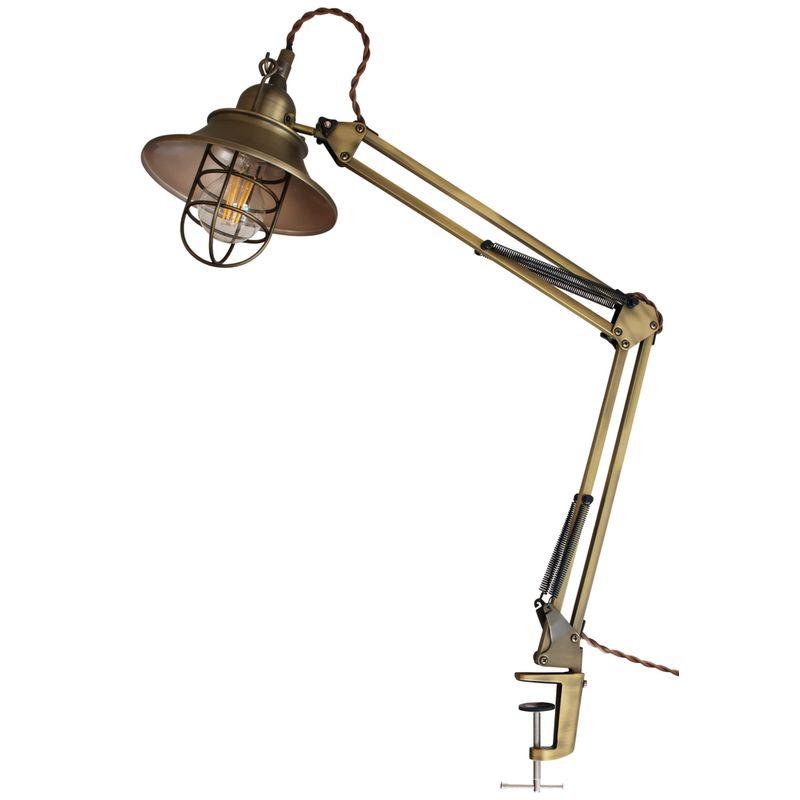 クランプデスクランプ△シェード付きコンセント式ブラケットランプ万力アンティーク クランプデスクランプシェード付きコンセント式万力アンティーク