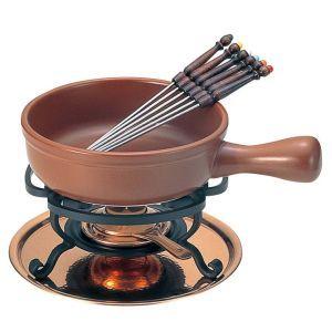 銅製製オイルフォンデュ鍋セット 18cm チーズフォンデュセットの