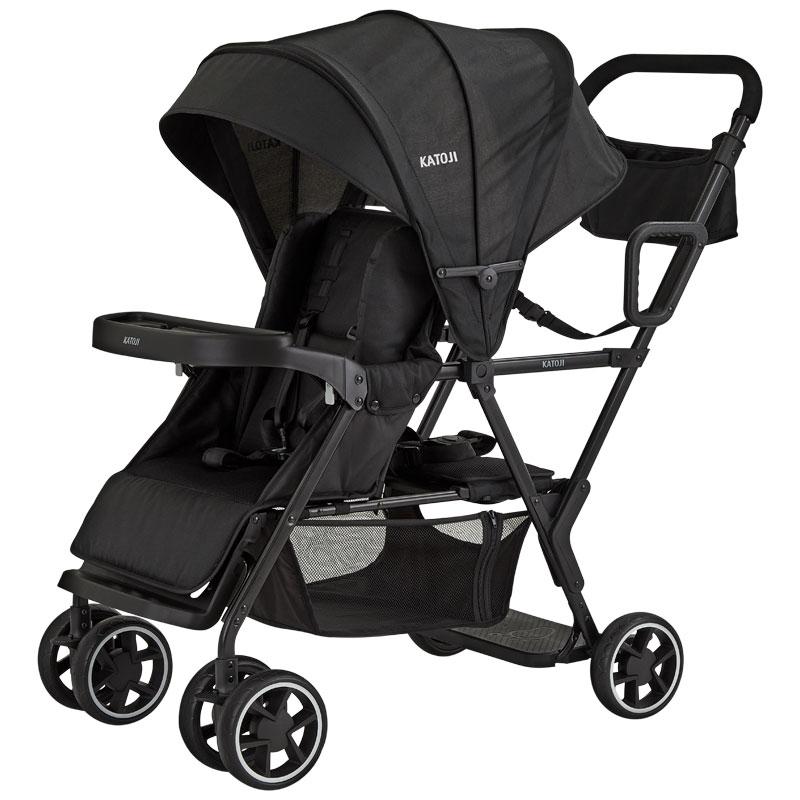 KATOJI ベビーカー グレー 二人乗り軽量 コンパクト 縦型 折りたたみ