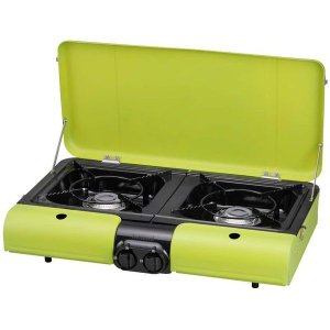 アウトドア等／折りたたみポータブルガスコンロ／緑色
