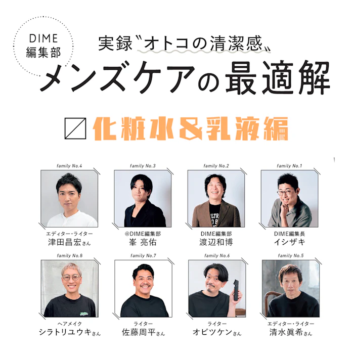 DIME編集部によるメンズケアの最適解 〜化粧水・乳液〜