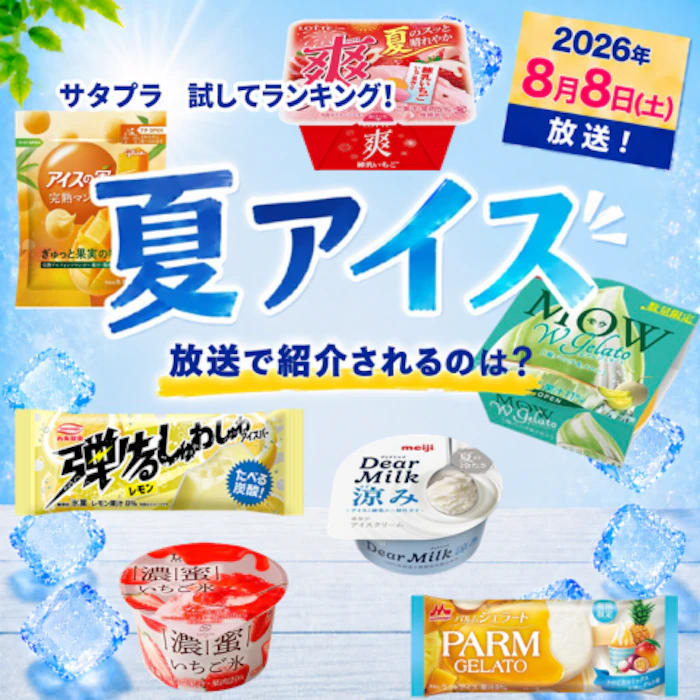 サタプラ「夏アイス」試してランキング!2026/8/8に紹介されたのは?