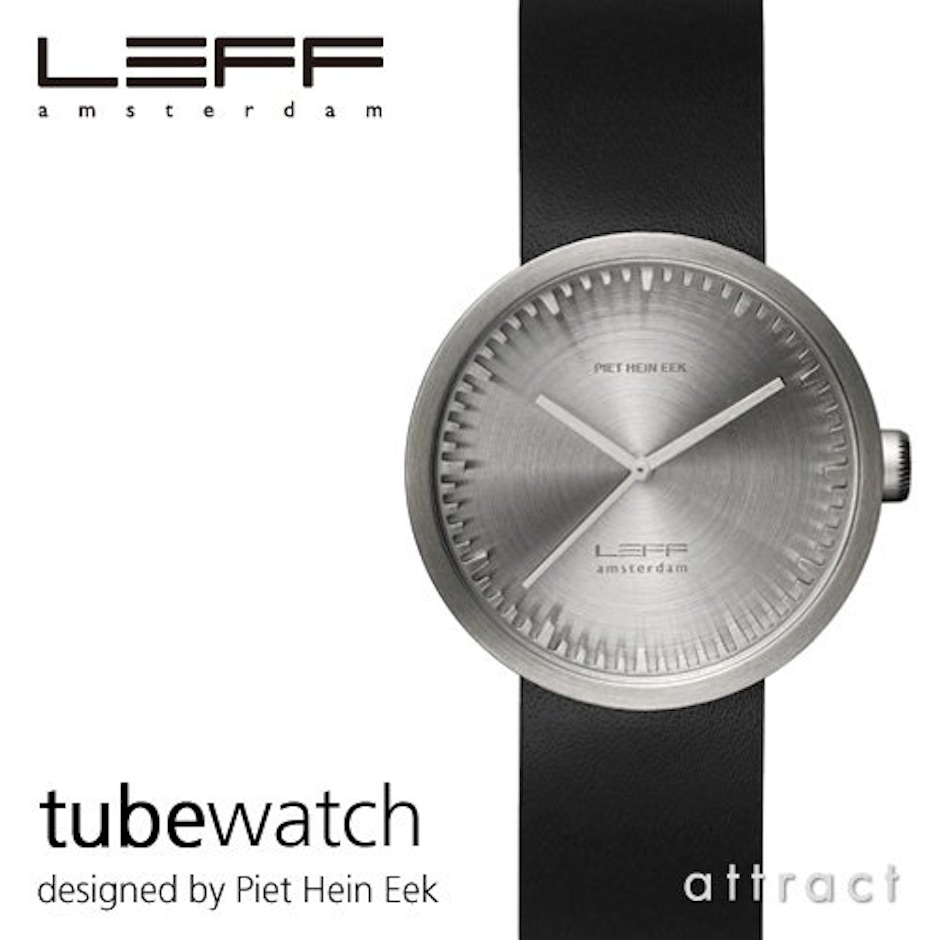 LEFF amsterdam チューブウォッチ レザーストラップ ブラック 1枚目