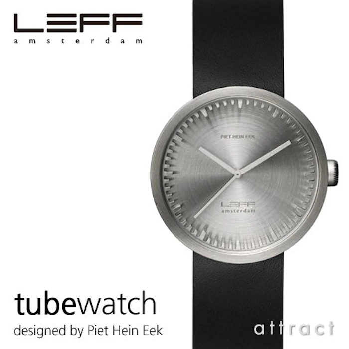 LEFF amsterdam チューブウォッチ レザーストラップ ブラック 1枚目