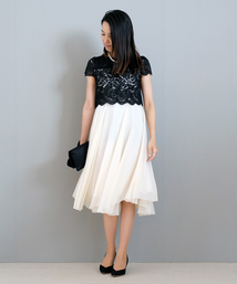 STRAWBERRY-FIELDS レースドッキングワンピース 1枚目