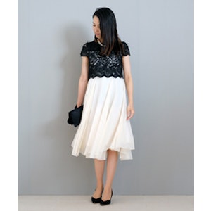 STRAWBERRY-FIELDS レースドッキングワンピース 1枚目