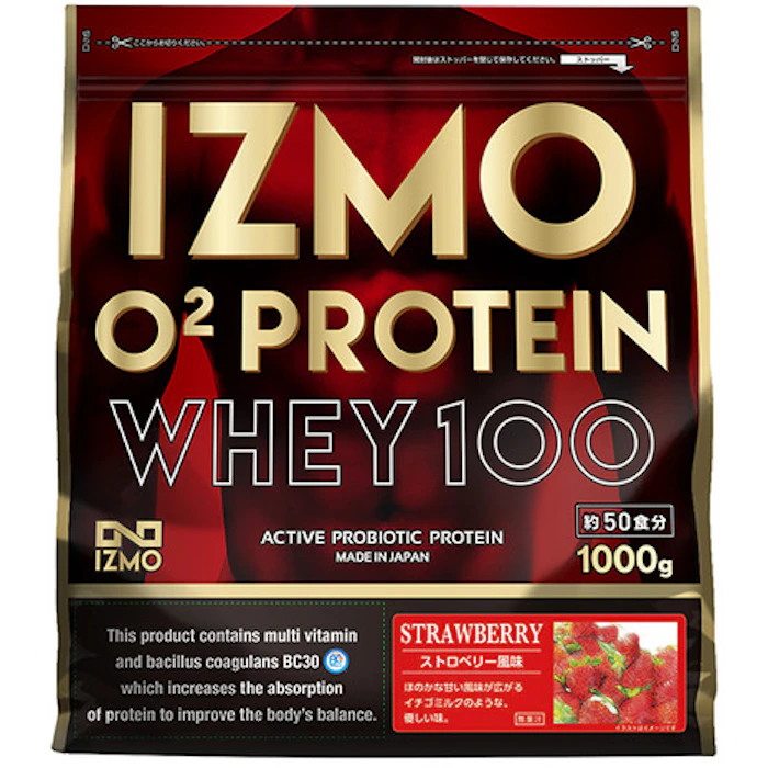 IZMO O2 プロテインホエイ100 ストロベリー風味 1枚目