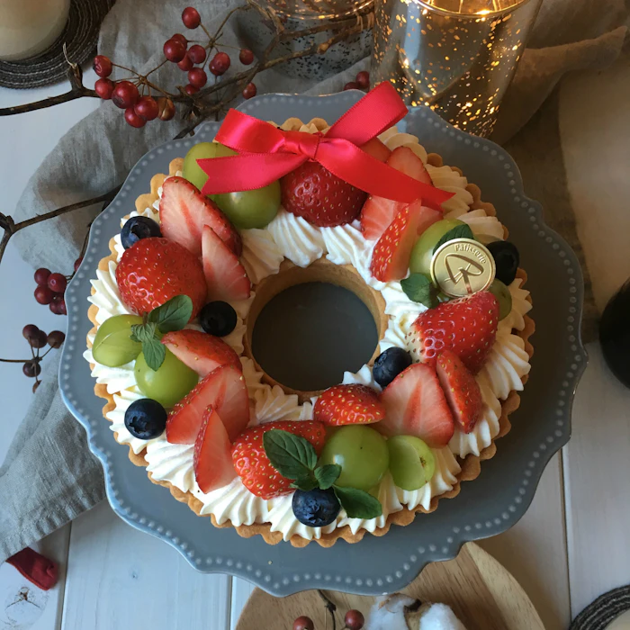 cotta ケーキスタンド 花リム グレー 大 1枚目
