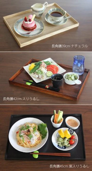 祭のええもん 木製長角膳ナチュラル 39cm 4枚目