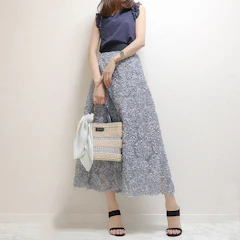 Chicwish 3D花柄メッシュスカート ラベンダー B180410004 1枚目