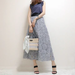 Chicwish 3D花柄メッシュスカート ラベンダー B180410004 1枚目