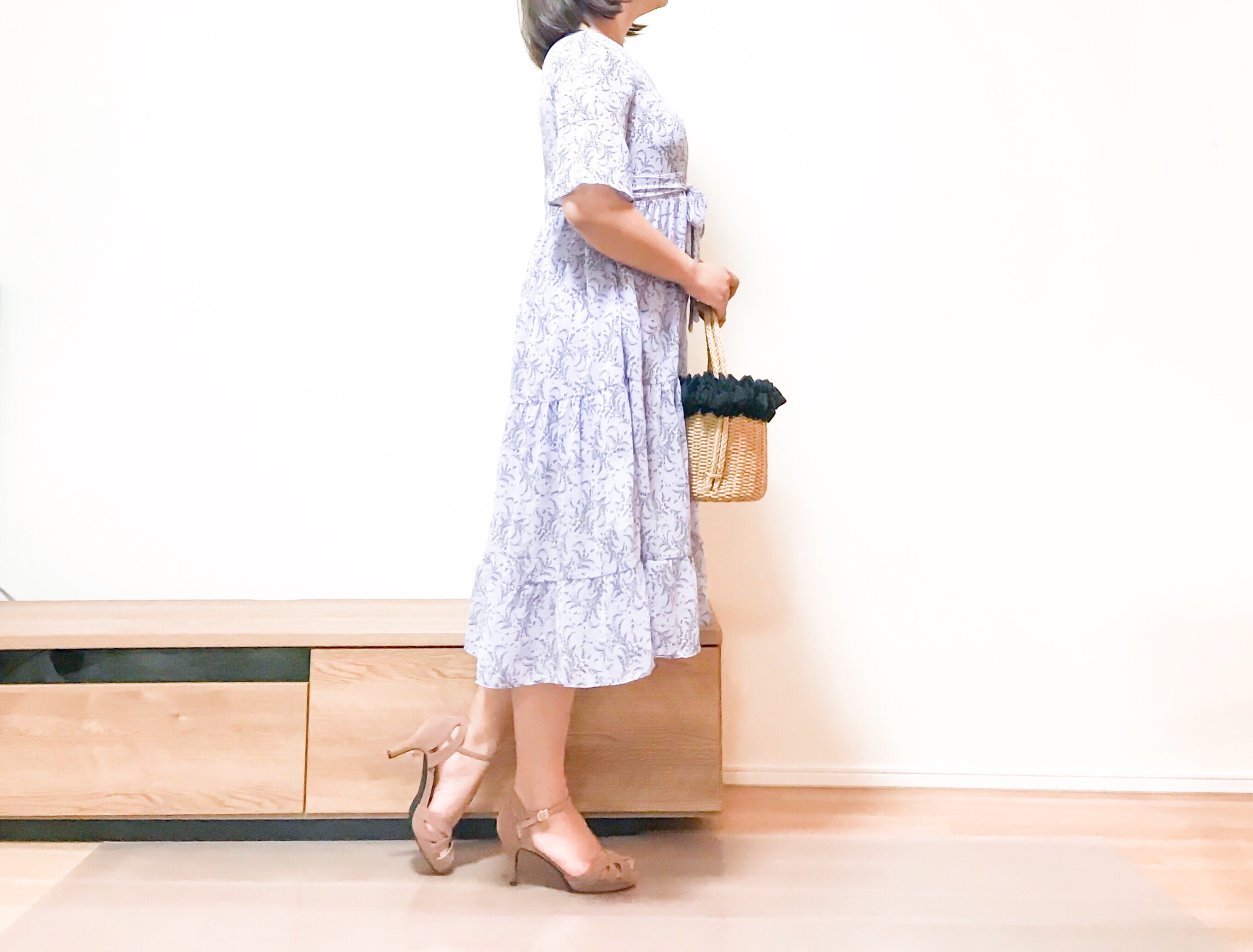 SAISON DE PAPILLON ボタニカル柄シフォンワンピース 2枚目
