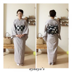 着物ひととき 30歳からの綿麻浴衣!大人浴衣 しじら織り ykt006 1枚目