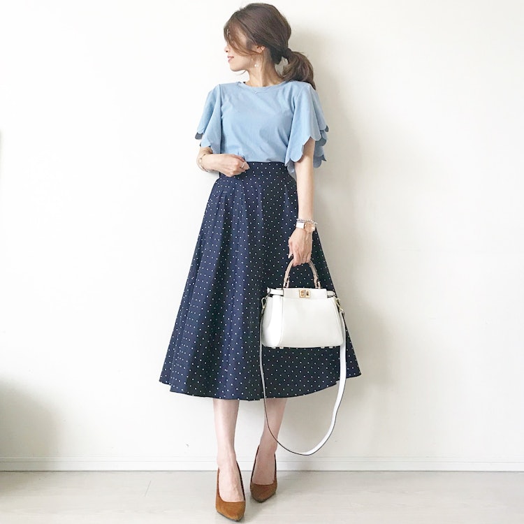 UNIQLO サーキュラースカート ドット 415131 1枚目