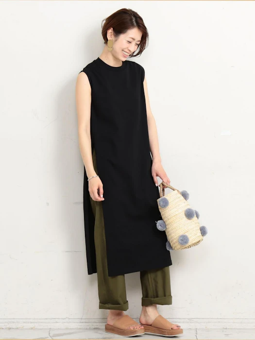 UNITED ARROWS コットンスリットノースリーブワンピ 3枚目