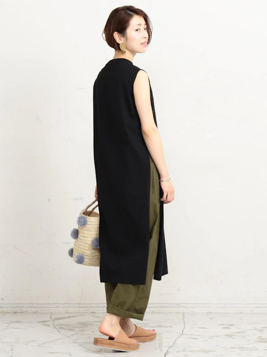 UNITED ARROWS コットンスリットノースリーブワンピ 4枚目