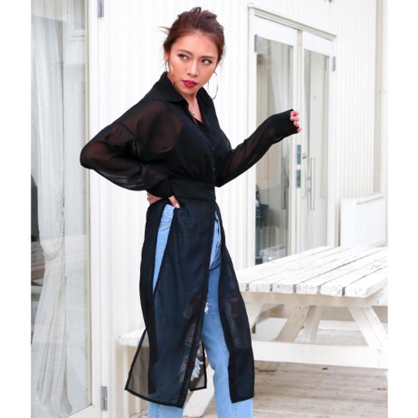 ANAP 2WAYディープスリットロングシフォンシャツ 1530900256 9枚目