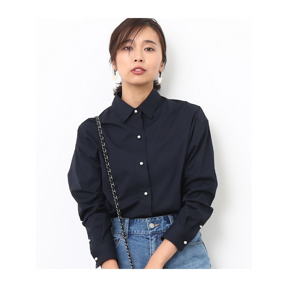 ROPE' 【Oggi10月号掲載】カフス刺繍入りパールボタンシャツ J72972_GGH3717 3枚目