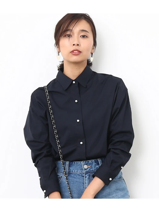 ROPE' 【Oggi10月号掲載】カフス刺繍入りパールボタンシャツ J72972_GGH3717 3枚目