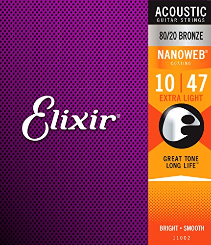 Elixir  アコースティックギター弦 NANOWEB 80/20ブロンズ ExtraLight 10-47 1枚目