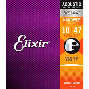 Elixir アコースティックギター弦 NANOWEB 80/20ブロンズ ExtraLight 10-47 1枚目