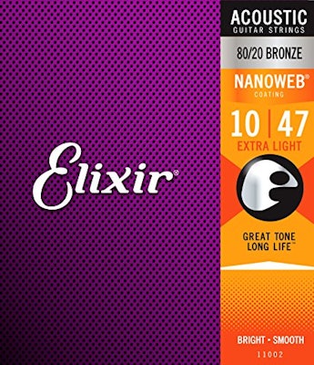 Elixir アコースティックギター弦 NANOWEB 80/20ブロンズ ExtraLight 10-47 1枚目