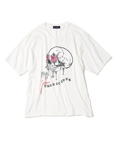 JohnUNDERCOVER /　ジョンアンダーカバー 断ち切りSKULL PIANO ビッグシルエットTシャツ 2枚目