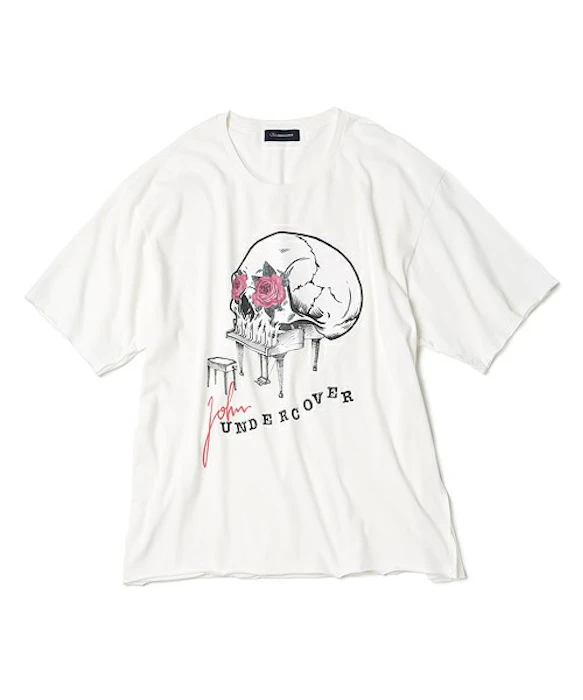 JohnUNDERCOVER / ジョンアンダーカバー 断ち切りSKULL PIANO ビッグシルエットTシャツ 2枚目