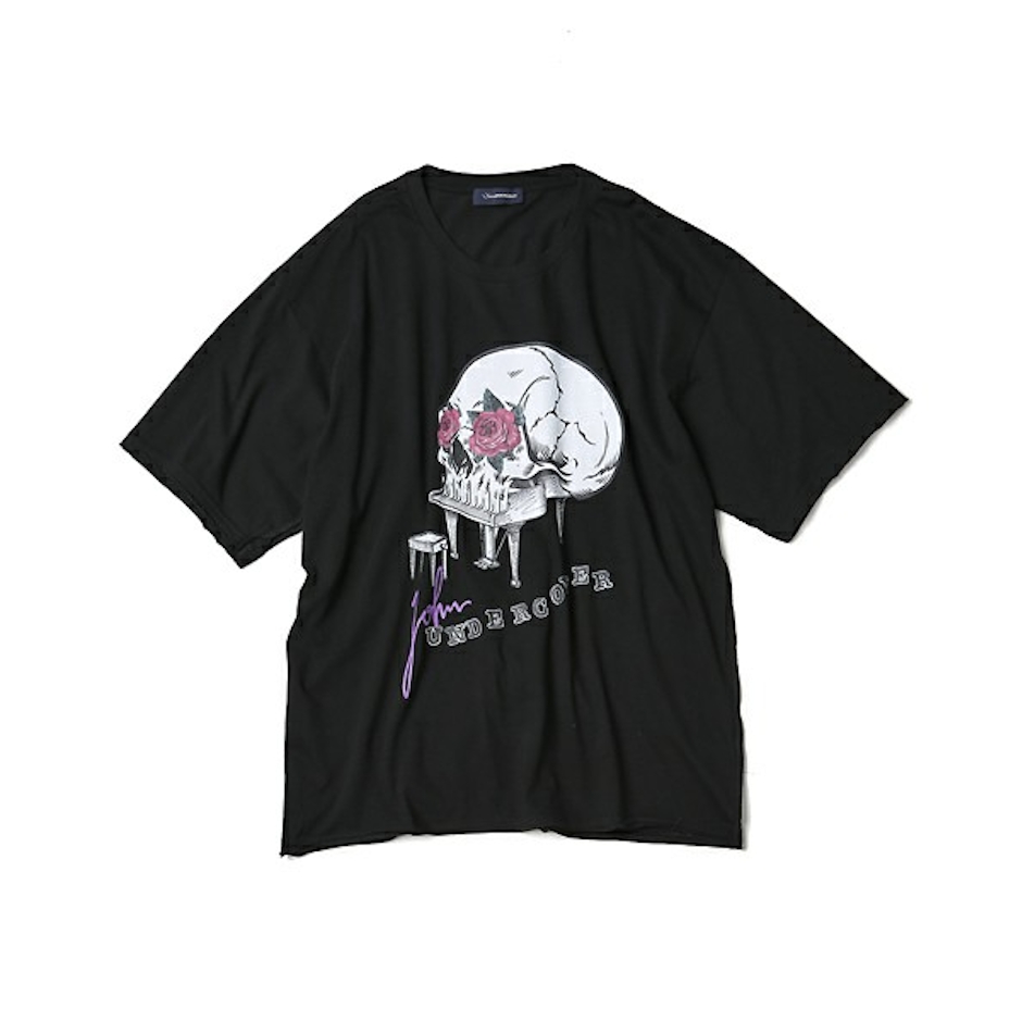 JohnUNDERCOVER / ジョンアンダーカバー 断ち切りSKULL PIANO ビッグシルエットTシャツ 3枚目