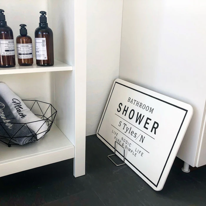 art of black 珪藻土 バスマット 英字 SHOWER ホワイト ブラック 2枚目