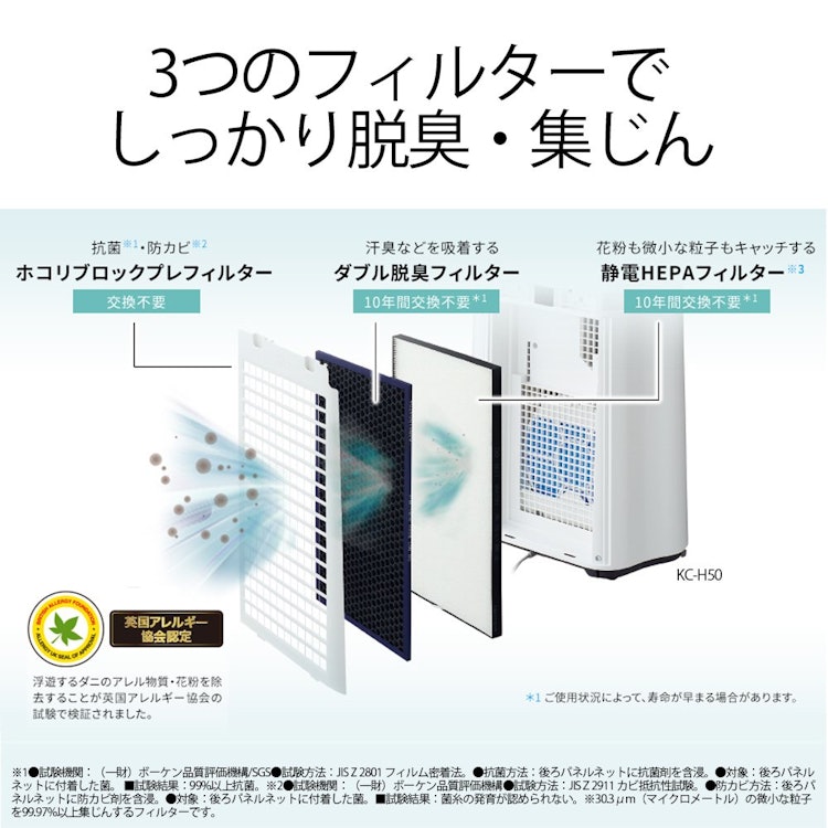 シャープ 加湿空気清浄機 KC-H50-W 3枚目