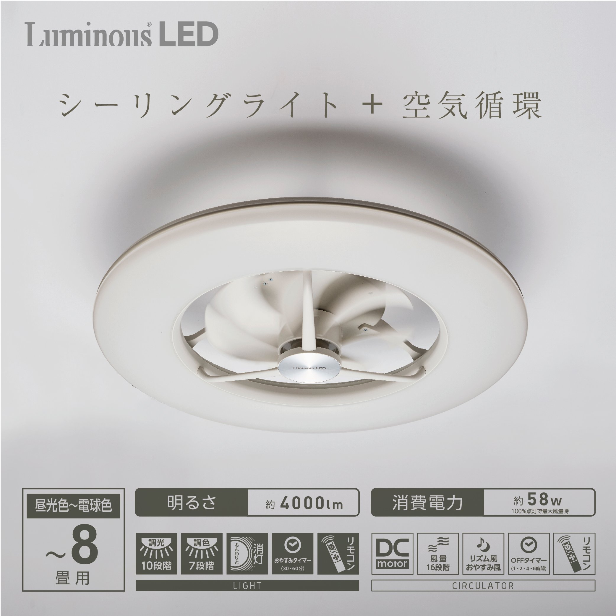 ドウシシャ ルミナス LED シーリングサーキュレーター ACC-08CM 3枚目