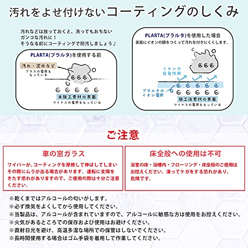 ㈱キュービックスクエア うろこが取れる150ml + プラルタ PLARTA 120mlセット ガラス 鏡 うろこ取り 車 撥水 コーティング剤 シンク 浴槽 ステンレス UPSET 12枚目